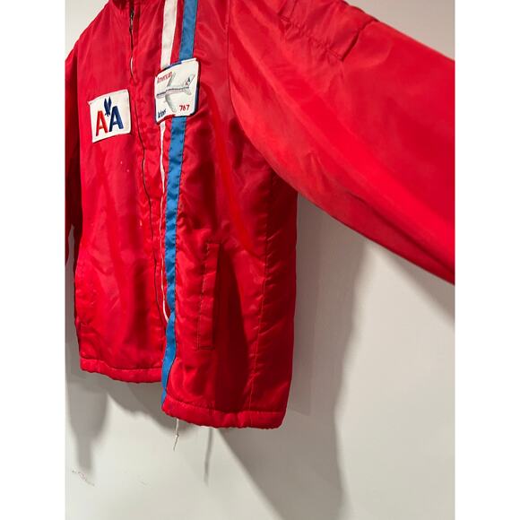 Vintage 1970s American Airlines Red Bomber Full Zip Up Jacket Size Medium JL - Picture 6 of 16